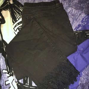 Straight Leg Black Lace Bottom Pants